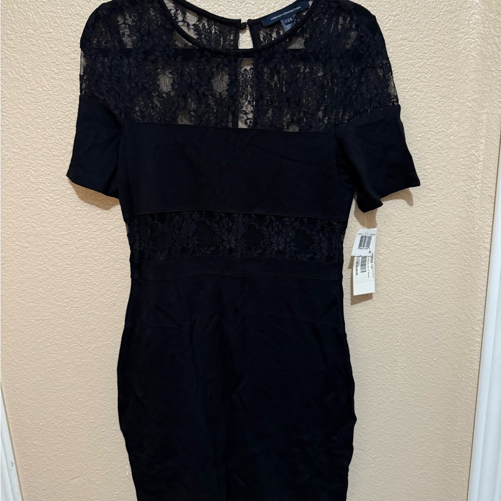 French Connection Elegant Black Lace  Dress